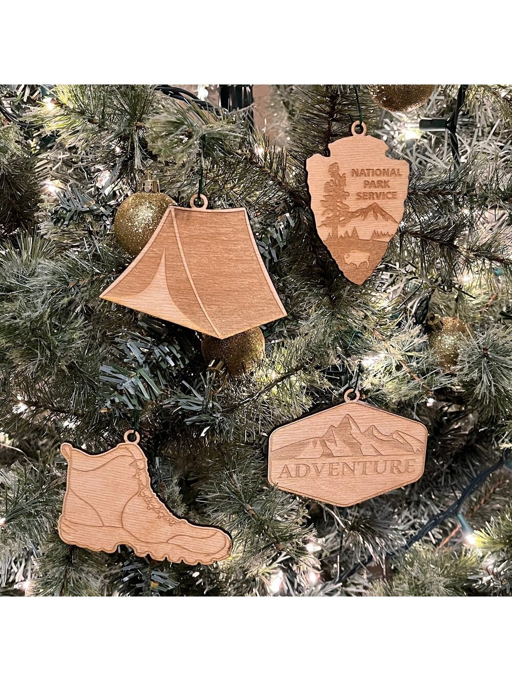 Christmas Ornament Set - National Parks - Wooden, Hand Crafted, set of 4